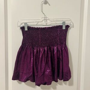 QUEEN OF SPARKLES Metallic Purple Mini Shorts